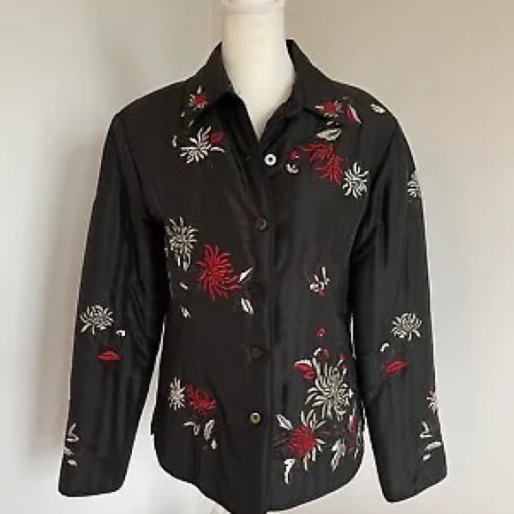 Ladies Lightweight Silk Embroidered Jacket Size 10 - Picture 2 of 10